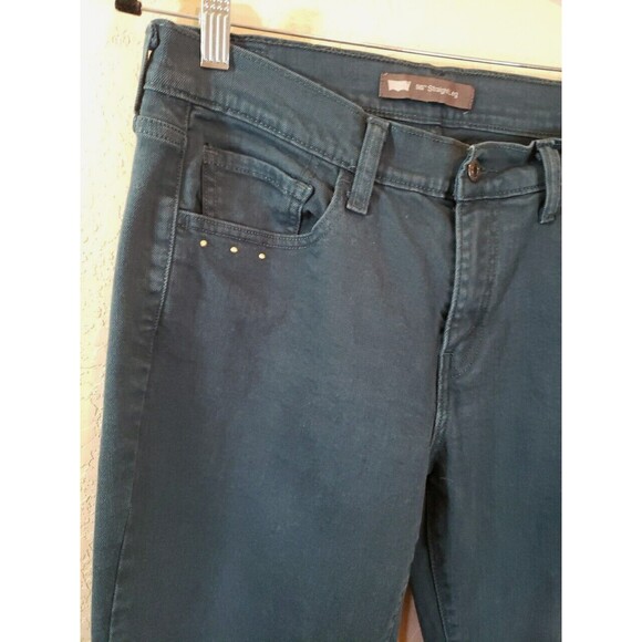 Levi's 505 Straight Leg Womens Jeans Dark Teal Green Size 8 Mid Rise - Picture 2 of 11